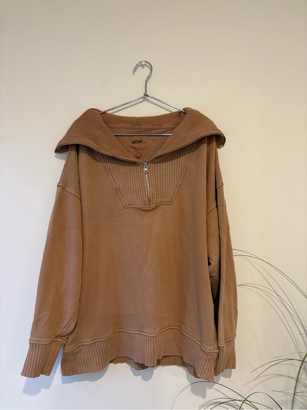aerie Tan Sailor-Collar Half-Zip Pullover